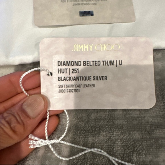 Jimmy Choo Diamond Cinch Top Handle Black Handbag - Picture 5 of 16